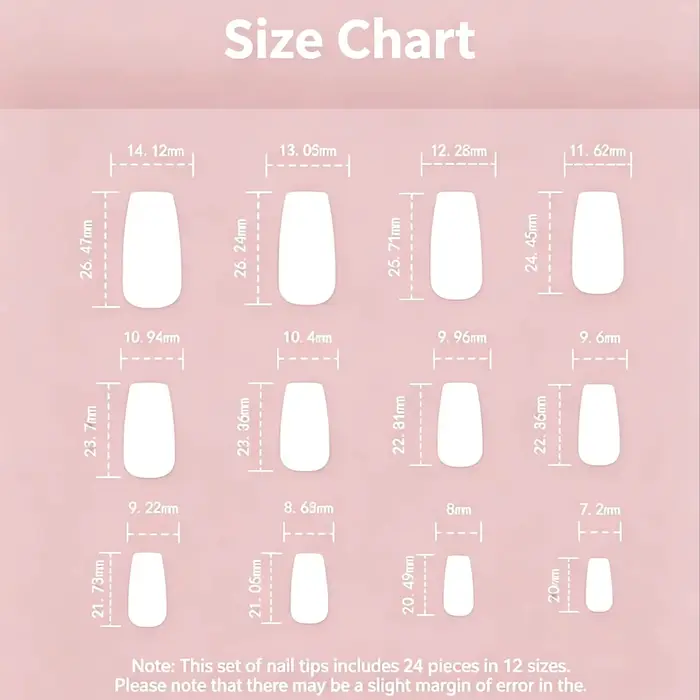 24 faux ongles carrés longs rose ombré à presser