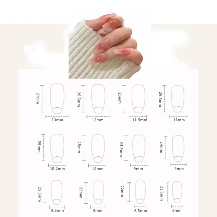 Ensemble de faux ongles à couverture complète avec autocollants en MSI