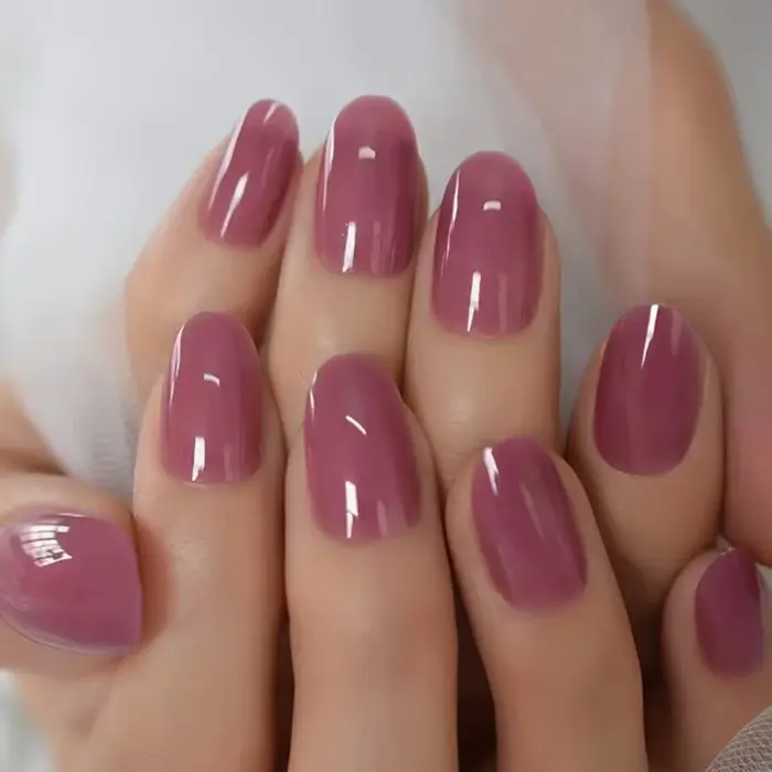 ARTAUG 24 pièces faux ongles ovales à pression en forme de méthode dans un Design de couleur unie