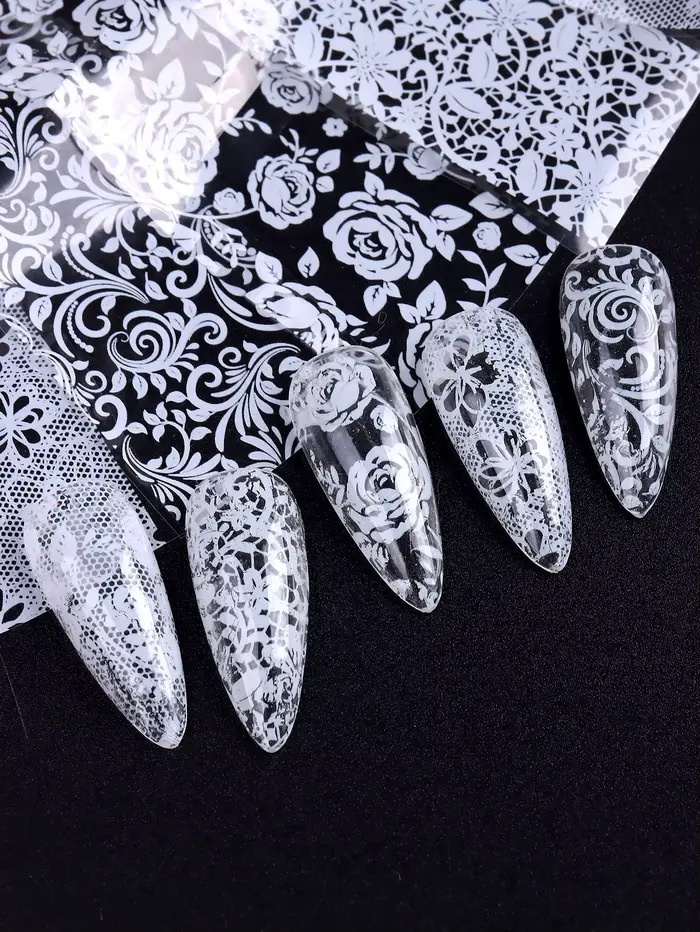 Feuilles d'autocollants pour ongles en dentelle