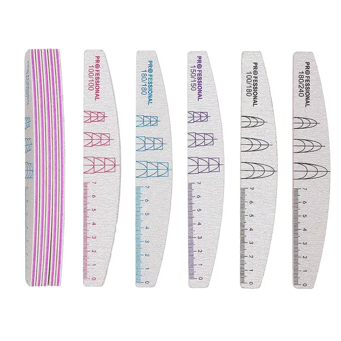 Lot de 5/10 limes à ongles double face avec échelle, en papier de verre gris, fournitures pour styli