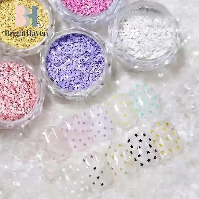 1 pot de paillettes étoiles scintillantes mini 1 mm pour ongles