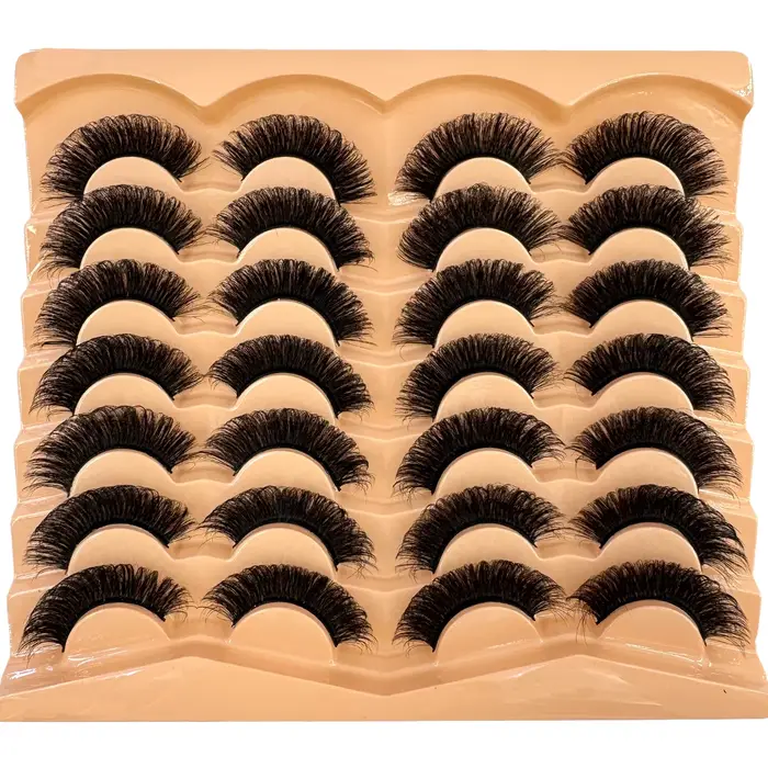 HBZGTLAD nouveau 14 paires Faux cils en vison moelleux Faux cils Volume épais dramatique oeil de cha