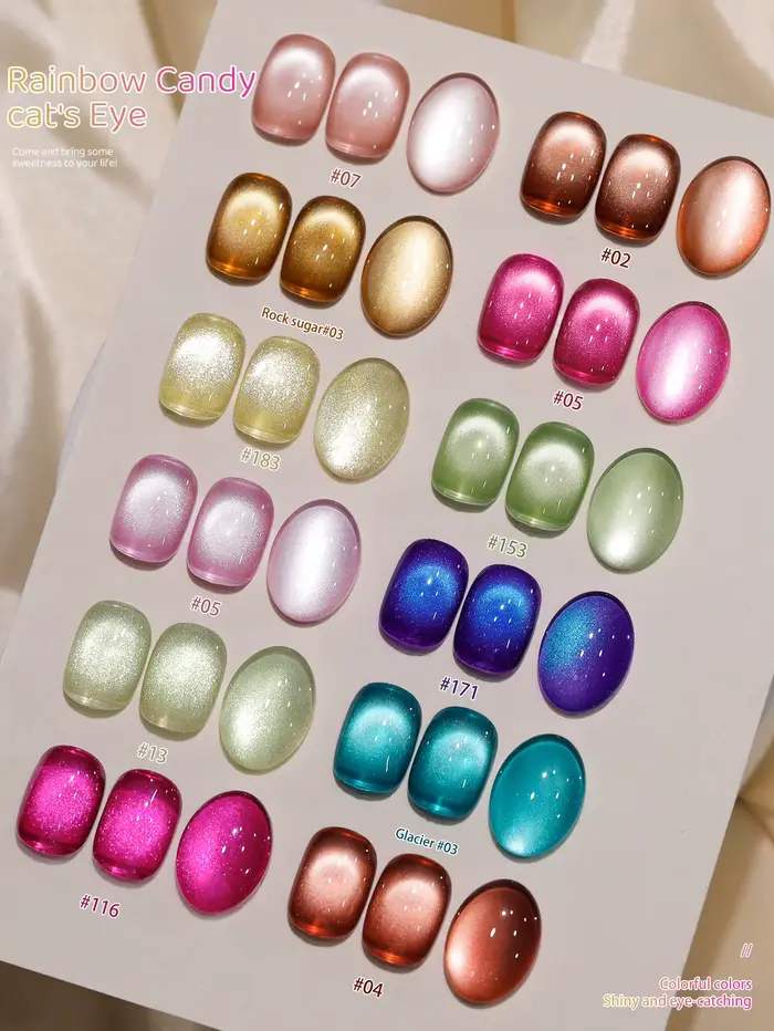 XEJAYI 1pc 15ml arc-en-ciel bonbons oeil de chat Gel vernis à ongles, UV LED trempage Gel à ongles,