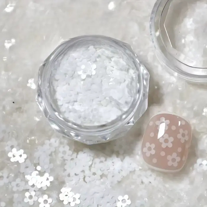 1 boîte de mini paillettes pour ongles en noir et blanc