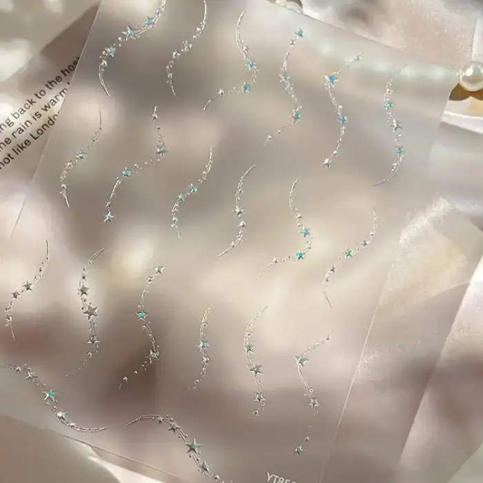 Autocollants pour ongles en forme de chaîne d'étoiles de luxe