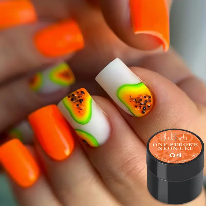 AWStorG 5ml One Stroke Neon Gel Nail Polish Bright Blue Green Purple Red Yellow Orange Soak Off UV LED