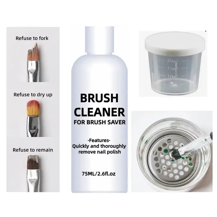 Nettoyeur de brosse à ongles 75ml + récipient + filtre
