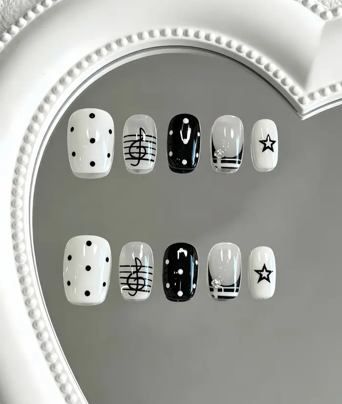 10 faux ongles courts carrés de longueur moyenne