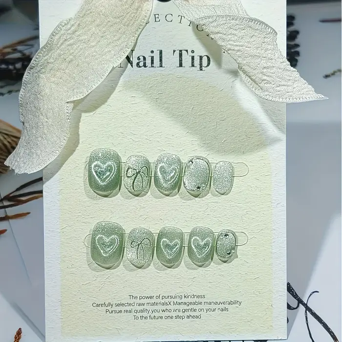 10 pièces haut de gamme belle lumière de luxe blanc style court faux ongles faits à la main