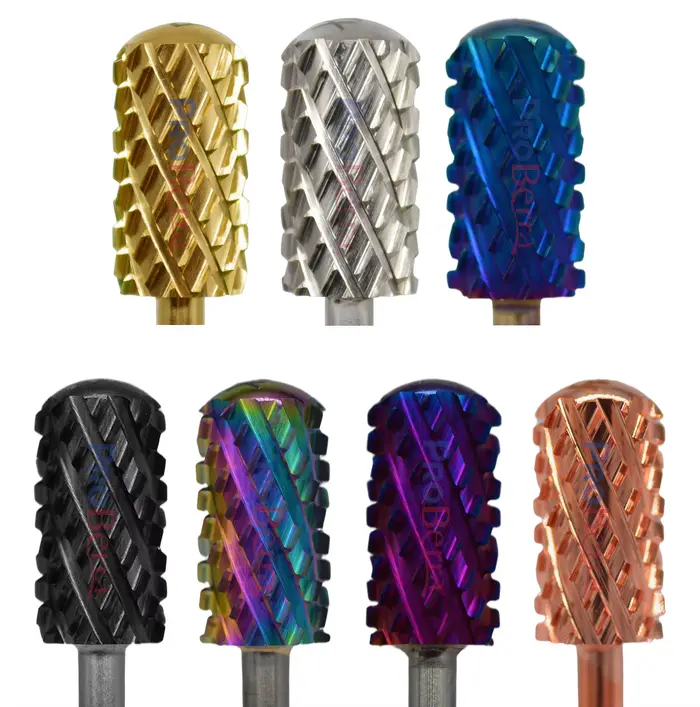 6.6 Grande fraise à ongles ronde 4XC Or Argent Violet foncé Bleu Arc-en-ciel Or rose 7 couleurs différentes