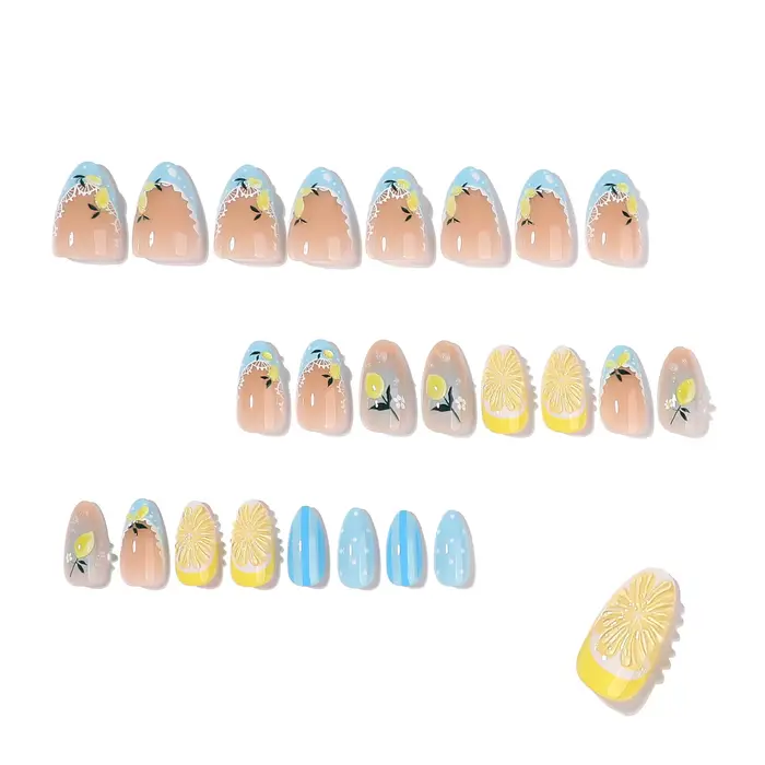 Faux ongles minimalistes 3D au design citron