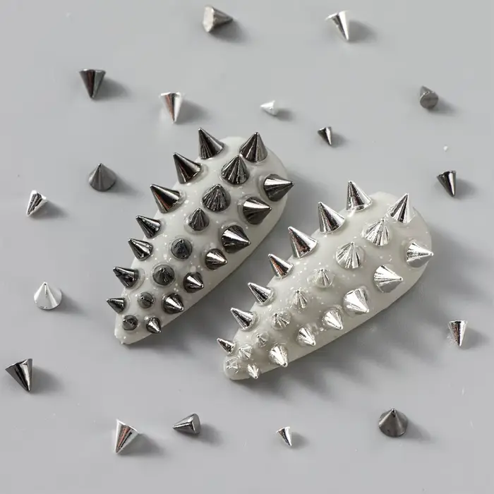 Breloque à Ongles Punk D.lique 6 Grilles, Or, Argent, Noir, Cône, Bijoux d'Art, Mini Clous, Fournitu