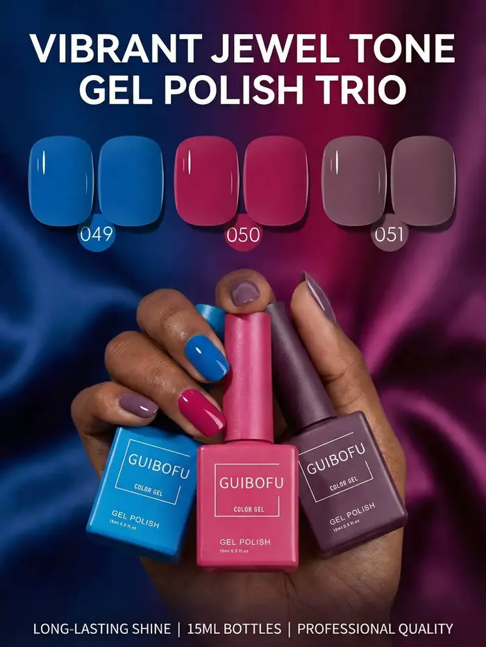Lot de 3 vernis gel teinté gemme de 15 ml