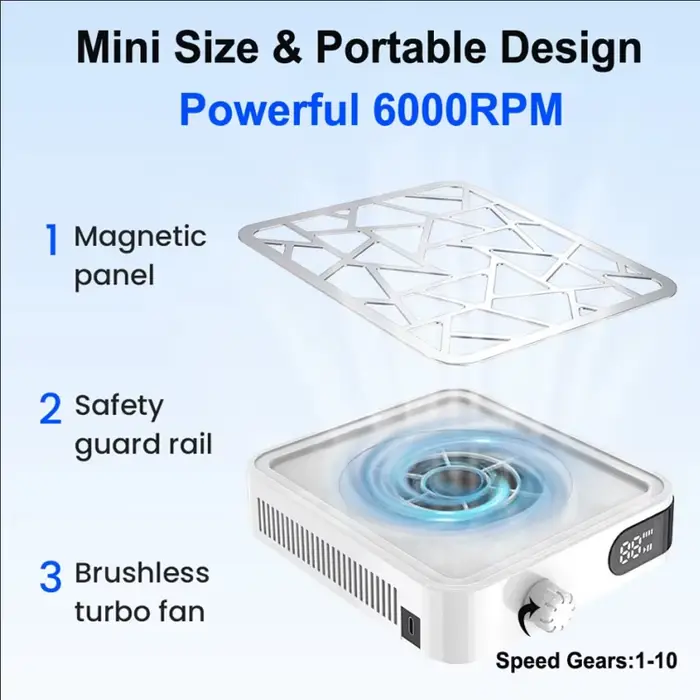 Aspirateur à poussière pour ongles professionnel rechargeable, puissant, avec aspiration réglable et faible bruit