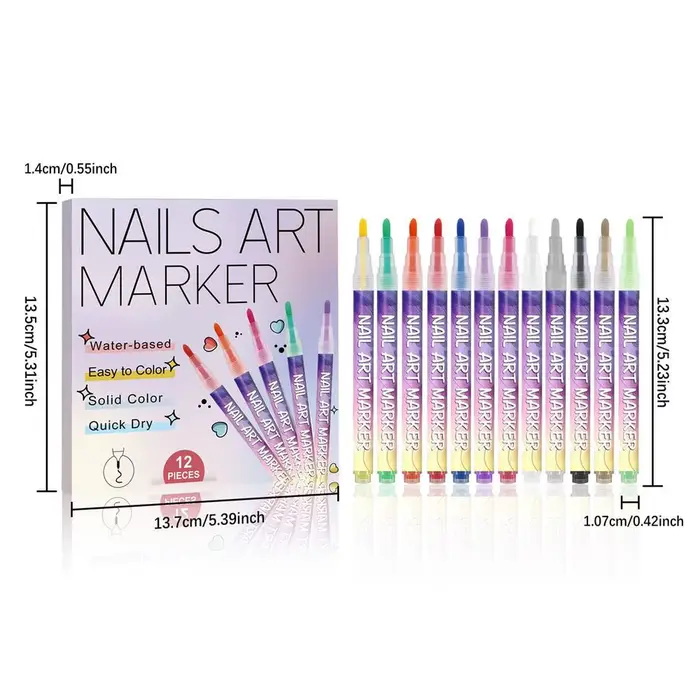 12 pièces Nail Arts dessin Graffiti vernis à ongles imperméable peinture Liner stylo bricolage 3D li