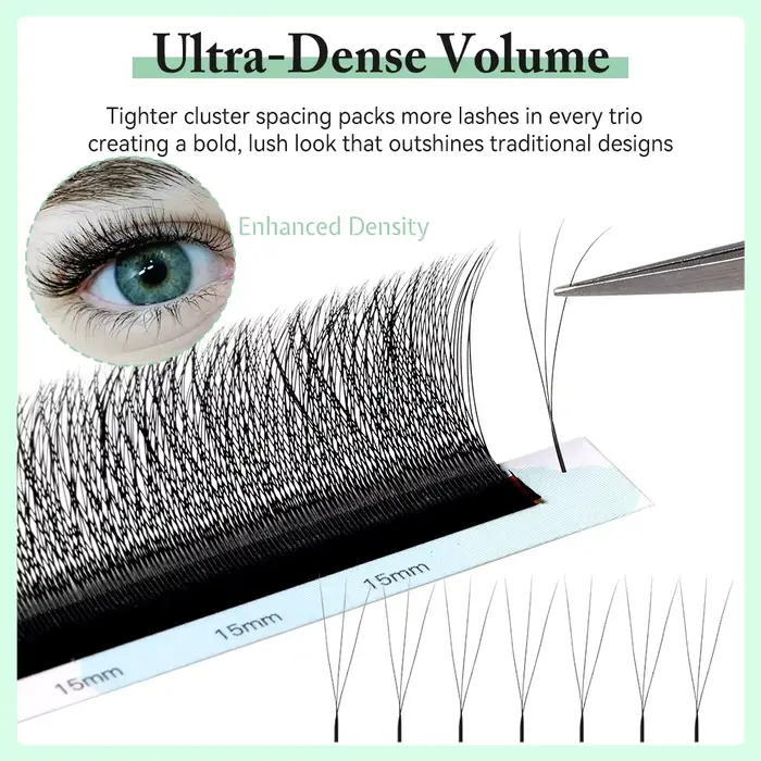 Yelix plus petite ouverture 3D cils étroits 3D W forme Extension de cils préfabriqués Volume ventila