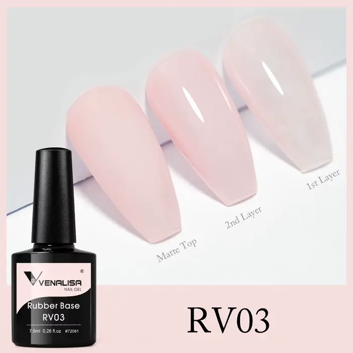 VENALISA Semi Transparent français rose couleur caoutchouc Base manteau vernis à ongles Gel gelée