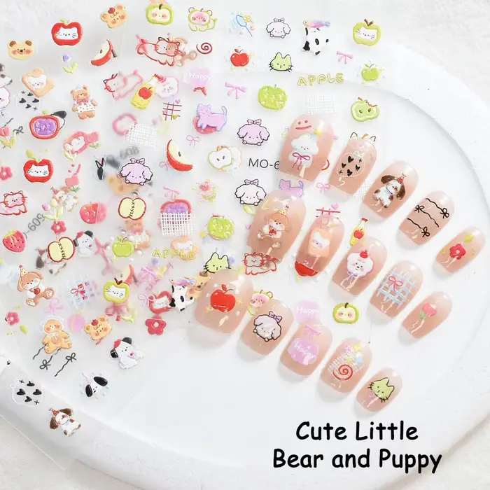 3/6/12 feuilles de stickers pour ongles 5D en gel gaufré auto-adhésifs