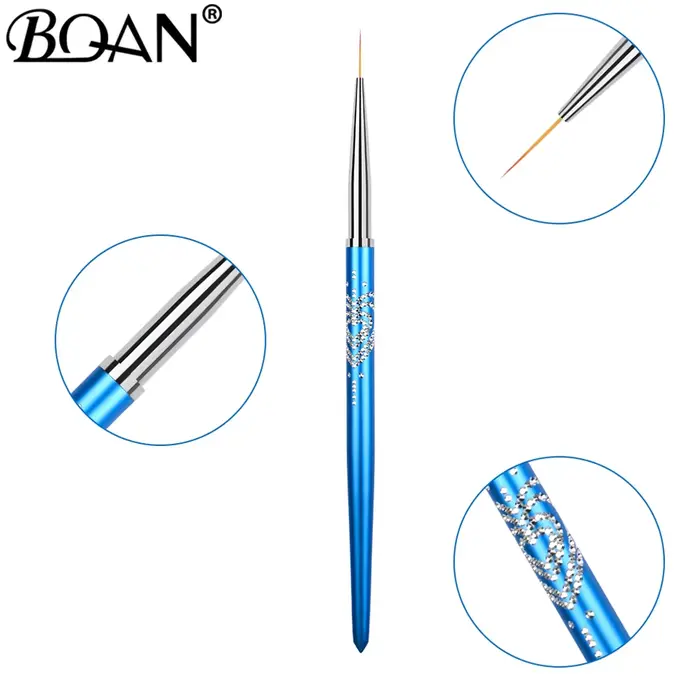 BQAN 7/9/11mm bleu Nail Art Liner pinceaux Gel ongles brosse Gel vernis