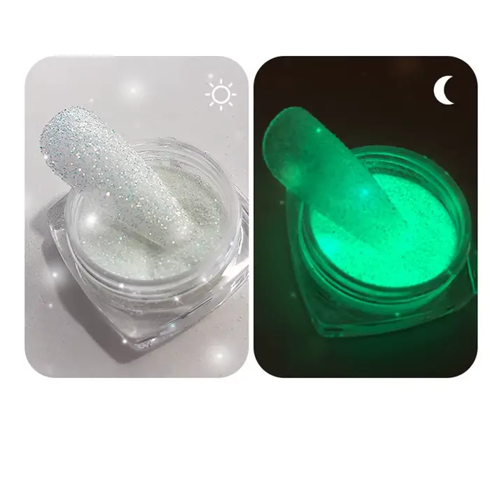 Poudre de sable structurels ente holographique phosphorescente pour les ongles