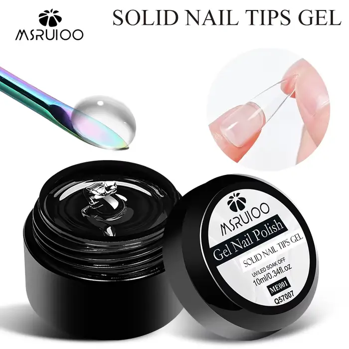 MSRUIOO 10ml clair solide ongles conseils Gel longue durée sans bulles UV/LED Gel de construction