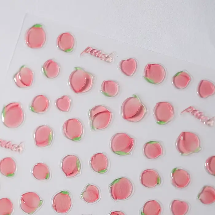 Autocollant de manucure 3D translucide rose