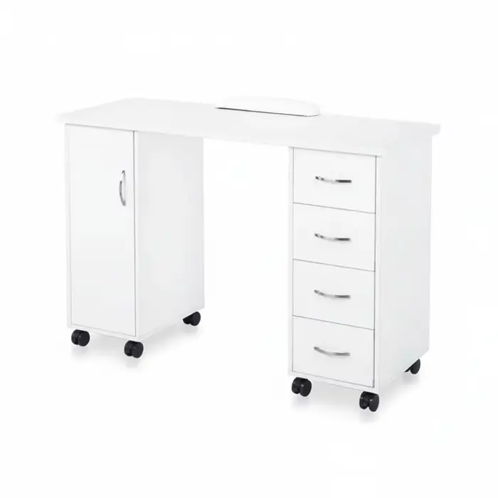 Table de manucure blanche, en bois, hauteur 75 cm/29,5 pouces, table à ongles portable, avec support