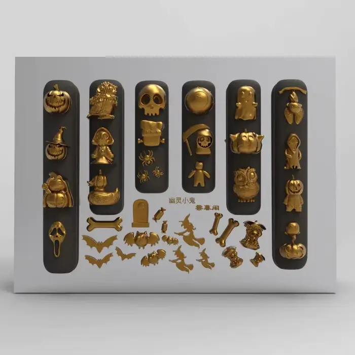 Moule à ongles 3D style Halloween sombre pour décoration de fêtes : Citrouille