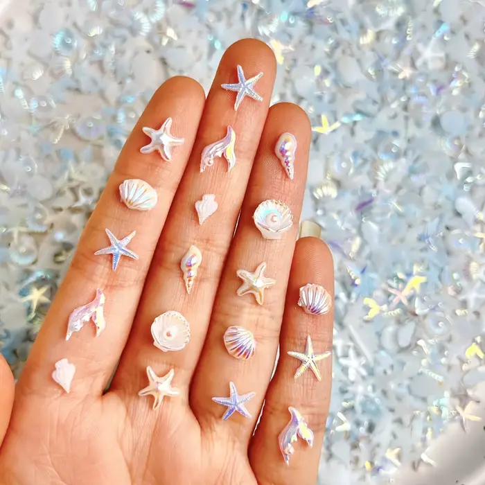 30 pièces d'accessoires artisanaux sur le thème des sirènes bleu aquatique, accessoires pour ongles