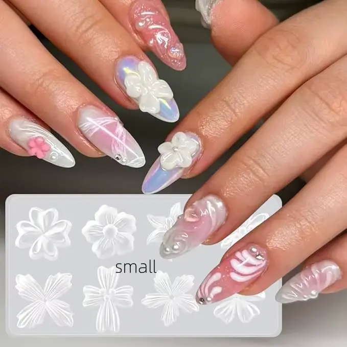 Moule en silicone pour nail art motif fleur d'hibiscus hawaïenne, modèle de gravure de pétales pour 