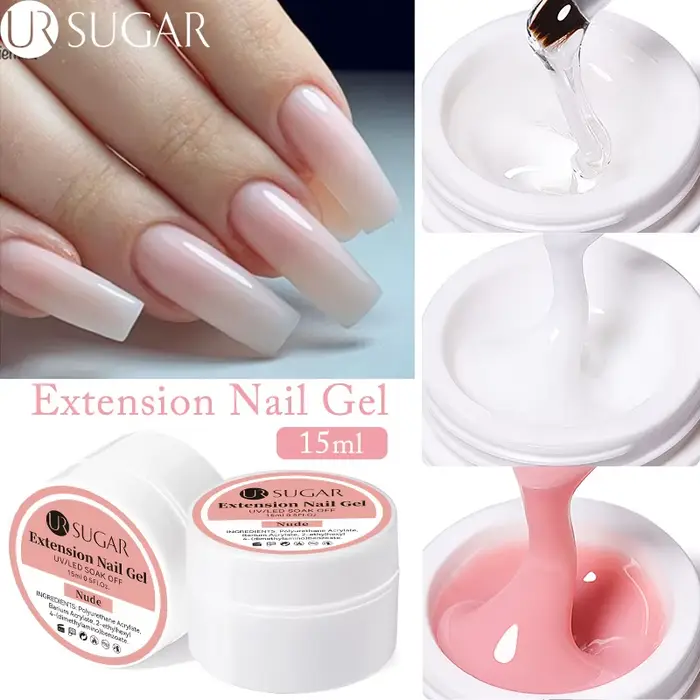UR SUGAR 15ml Extension ongles Gel gelée rose blanc clair dur Gel