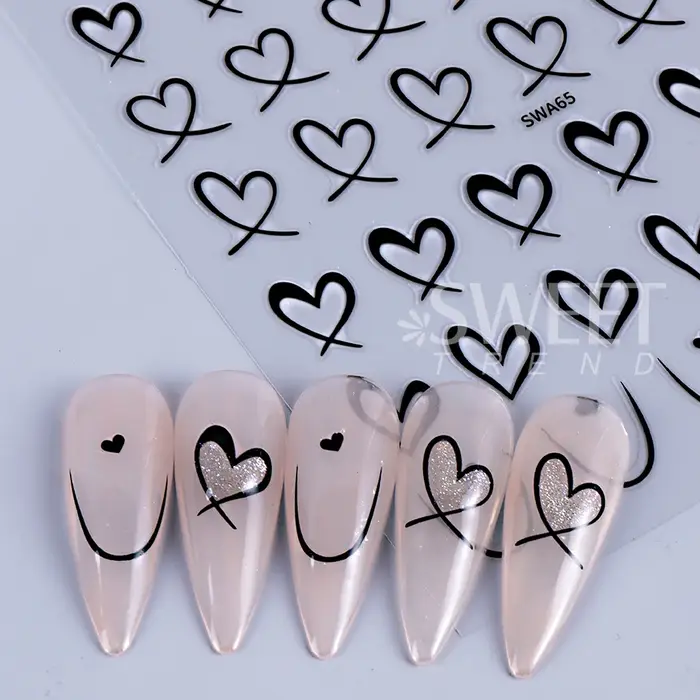 Autocollants 3D du Jour de Léon pour Nail Art, Décalcomanies Adhésives pour Ongles, Lignes Noires, B