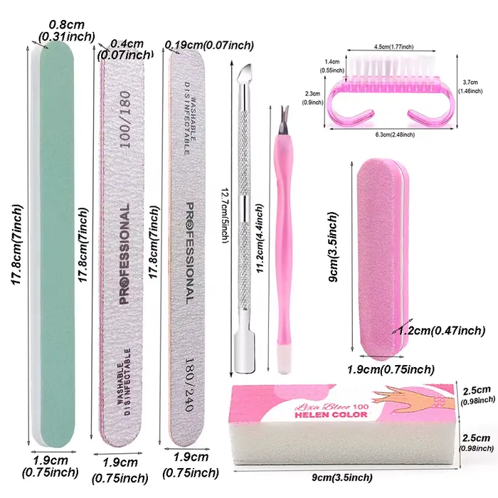 Kit d'outils de manucure et pédicure professionnel 8 pièces/ensemble : lime à ongles