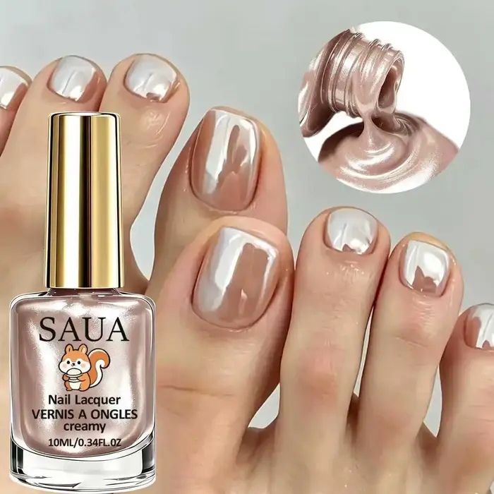 Vernis à ongles couleur champagne 10 ml, séchage rapide, pas besoin de lampe UV, texture crème nacrée, haute brillance, pour usage quotidien et fêtes
