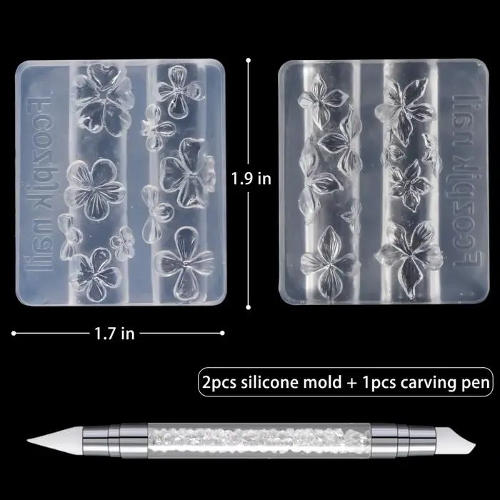 Moule de sculpture d'ongles en Silicone 3D, fleurs de lys en Relief, pétales de fleurs d'hibiscus, m