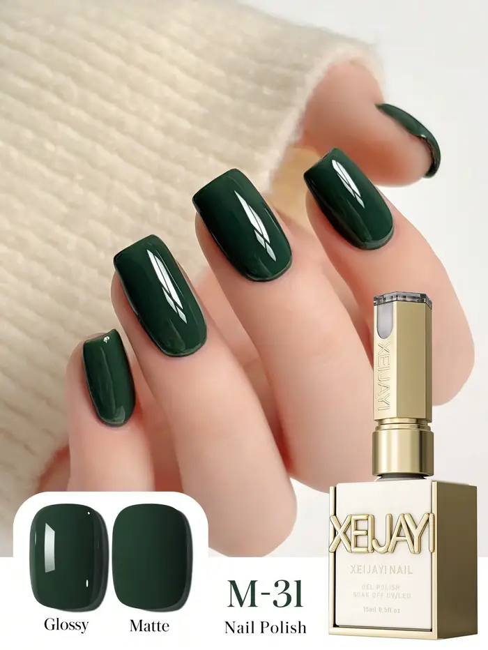Nouveau 2025 – Vernis à ongles vert militaire uni polyvalent longue tenue