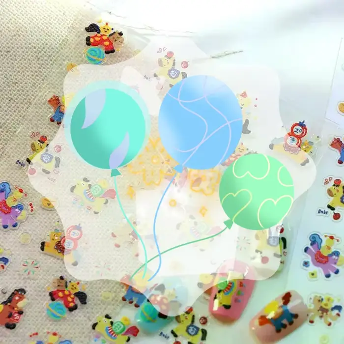 Autocollants 3D pour ongles motif cheval de dessin animé