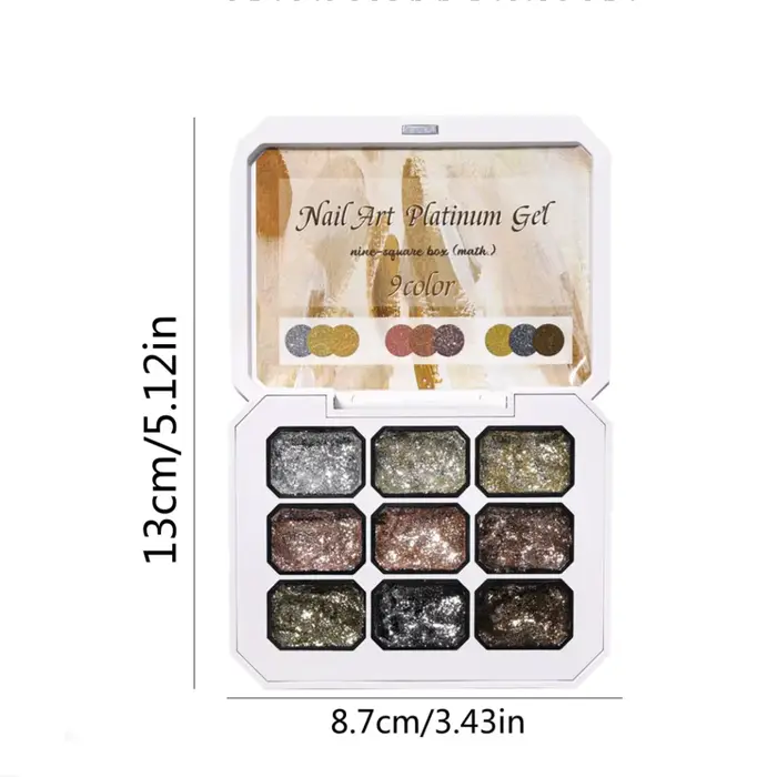 Vernis à ongles solide platine haute densité 9 couleurs métalliques - Gel scintillant pour les contours