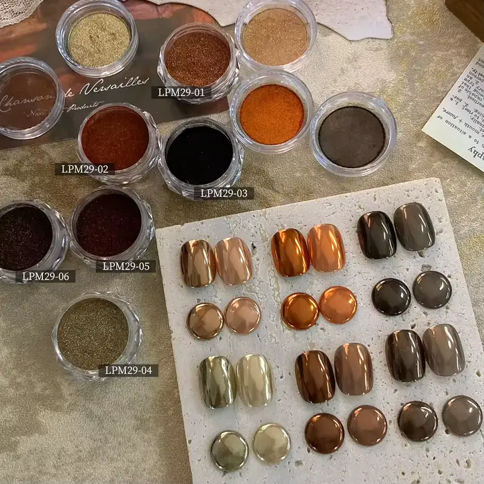 Nouveau Hiver et automne couleur en option miroir poudre ongles gel
