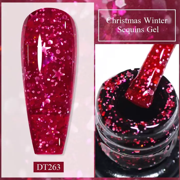 Verhéritage à Ongles en Gel à Paillettes Brillantes de Noël
