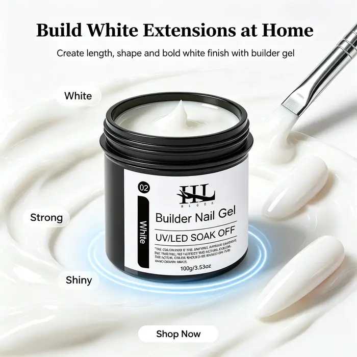 Gel de construction pour ongles blanc soak-off 100g, gel UV LED blanc opaque pour extension et renforcement des ongles, pour salon, maison et manucure DIY