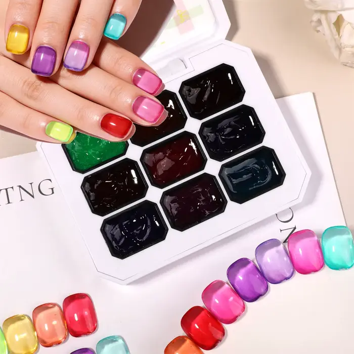 Gel à ongles solide 9 couleurs effet gelée estivale