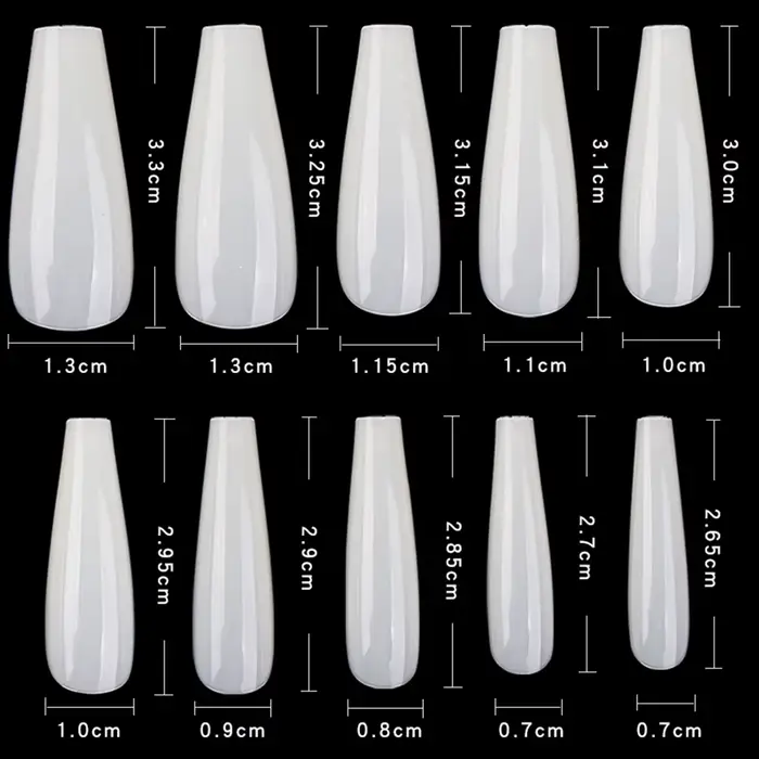 600 pièce/sac longue ballerine cercueil faux ongles conseils clair/couleur naturelle couverture complète