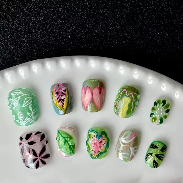 Moule d'art d'ongle sur le thème de la forêt tropicale