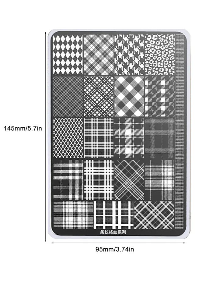 Pochoir de manucure géométrique à carreaux