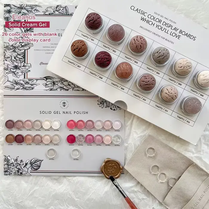 Eleanos Straberry rose marron 26 pièces Gel crème solide vernis Gel de peinture professionnelle avec nuancier pour Nail