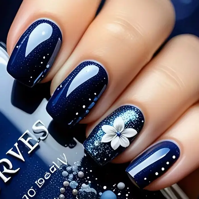 Faux ongles moyens pour femmes et filles, dégradé bleu, couverture complète, pointes d'ongles carrée