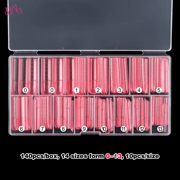BNG français ongles double formes carré amande Extension d'ongle moules rose moule de construction rapide pour manucure française 120/140 pièces