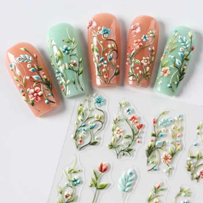 Autocollants pour ongles en relief marguerite 5D